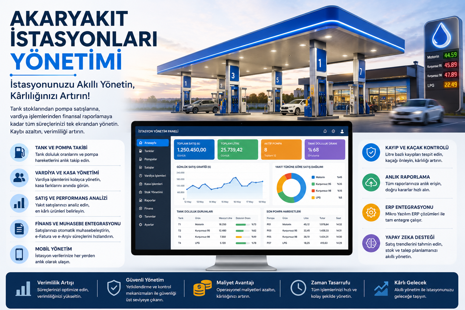 Mikro yazılım Akaryakıt istasyonları yönetimi çözümleri